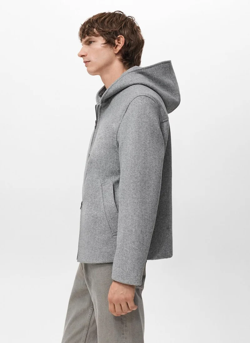 Mango Man  Wool coat with hood for Men | Best Price UAE